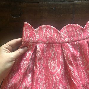 Blue Rain Scalloped Waist Pink Lace Skirt